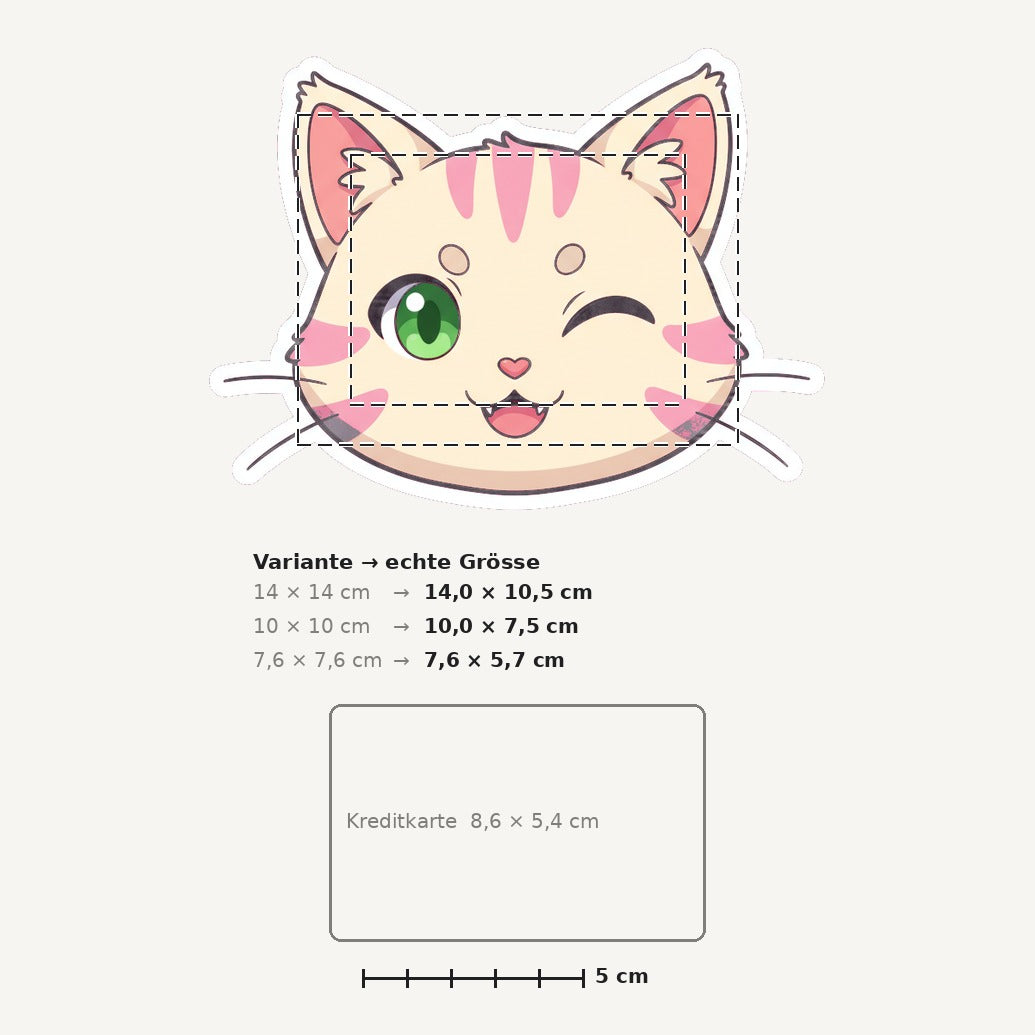 Grössenvergleich – Sticker «Anime Cat Wink» · 1 Stück
