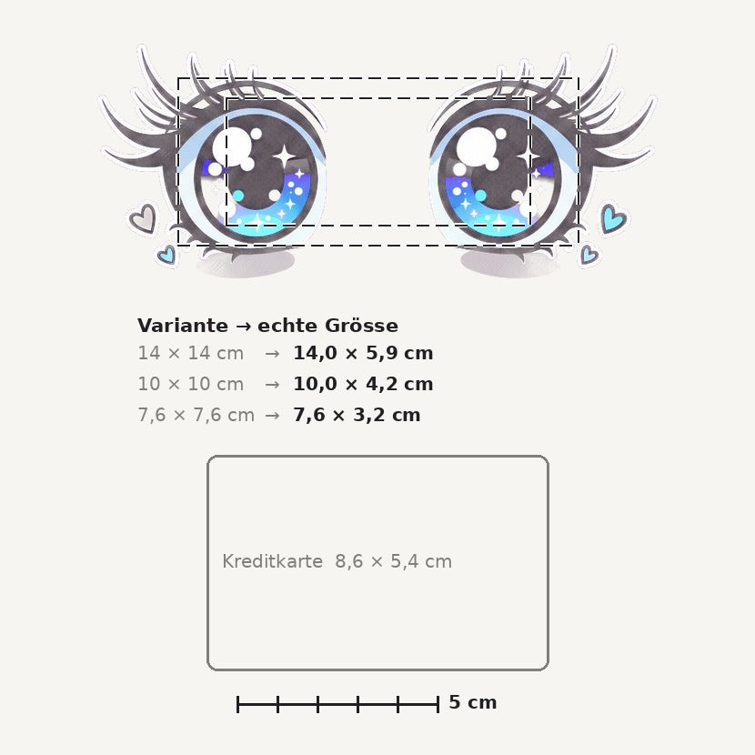 Grössenvergleich – Sticker «Anime Eyes» · 1 Stück
