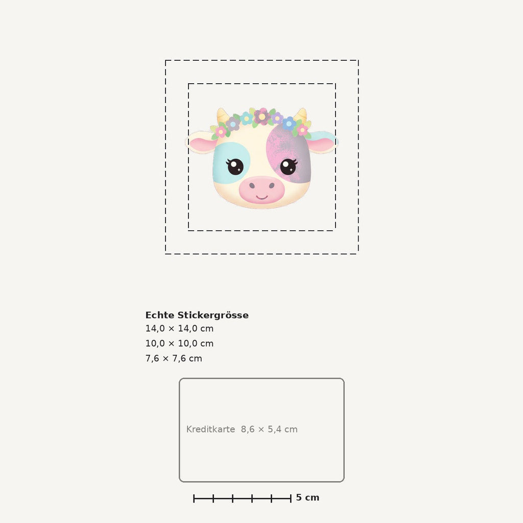 Grössenvergleich – Sticker «Art Cow Save» · 1 Stück