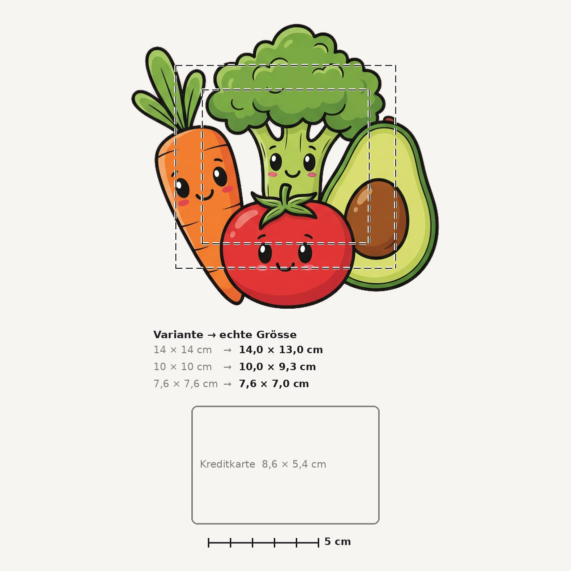 Grössenvergleich – Sticker «Art Veggies» · 1 Stück