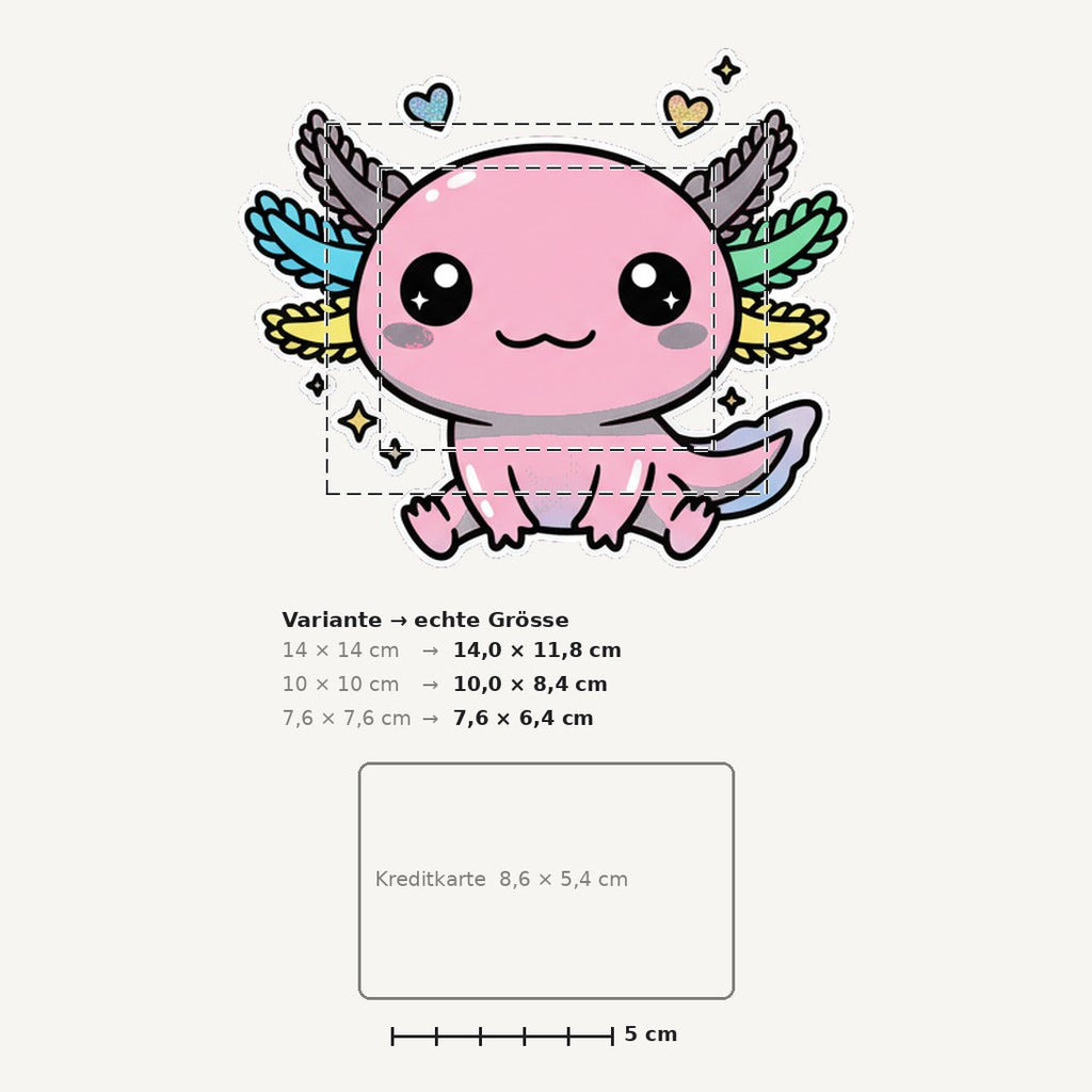 Grössenvergleich – Sticker «Axolotl» · 1 Stück