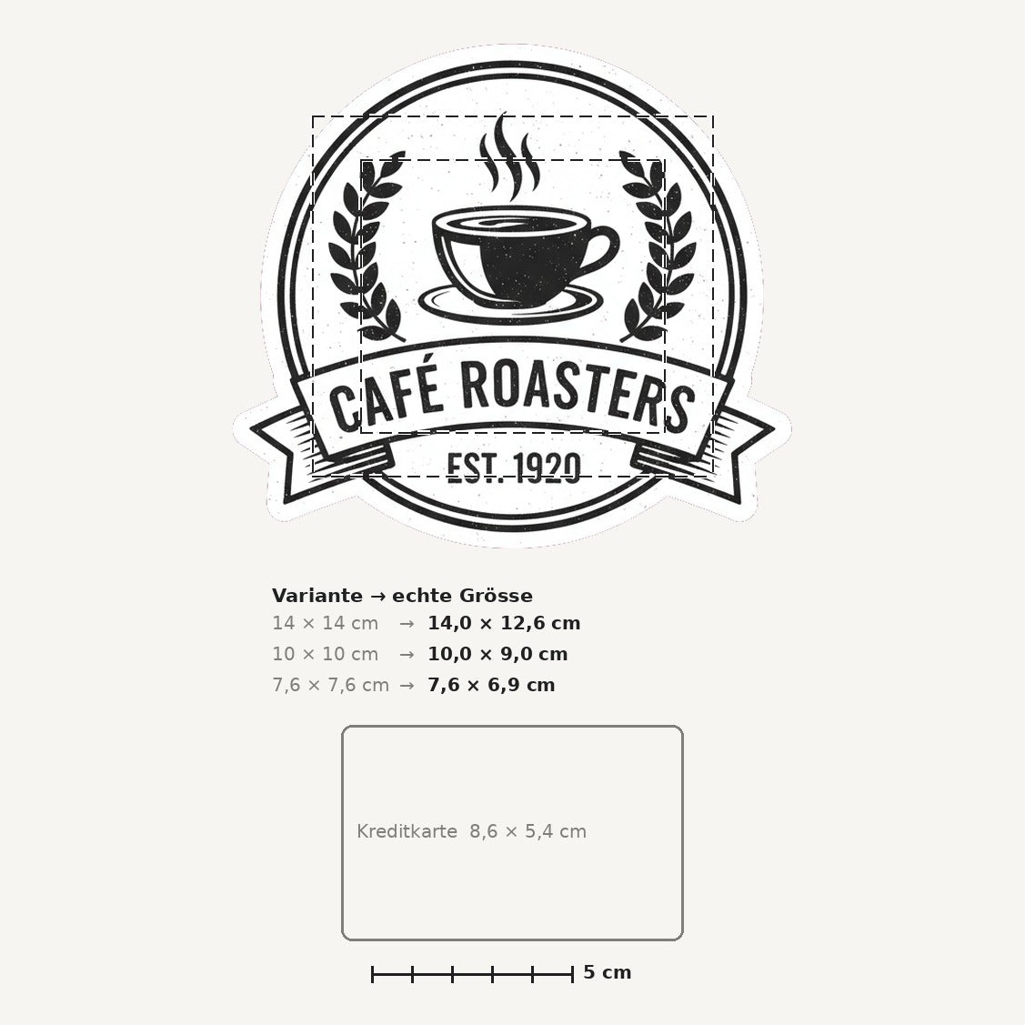 Grössenvergleich – Sticker «Coffee» · 1 Stück