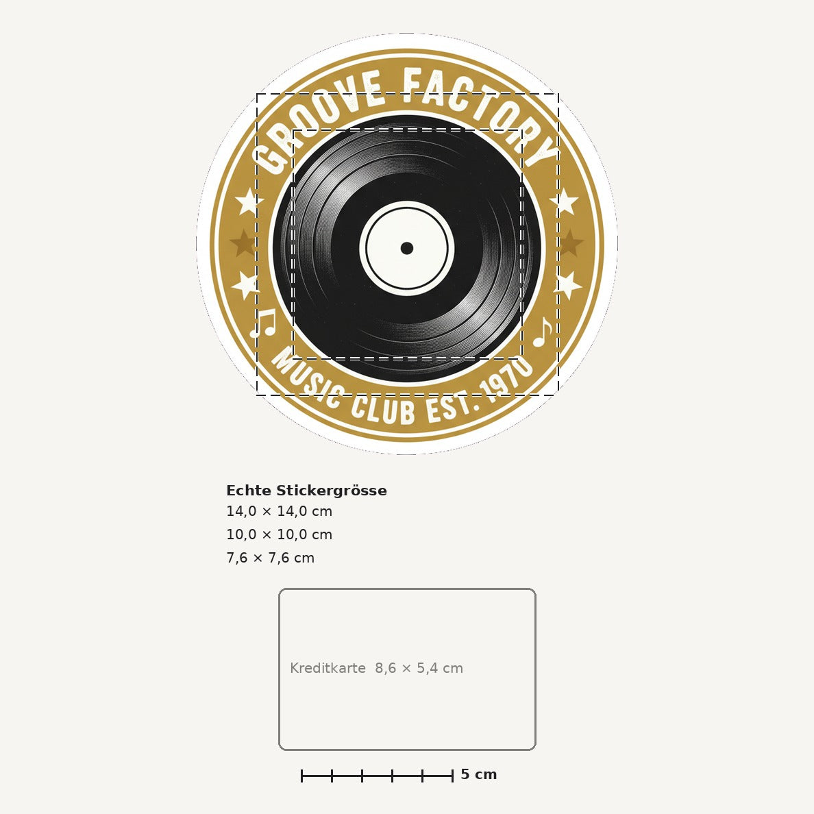 Grössenvergleich – Sticker «Music» · 1 Stück