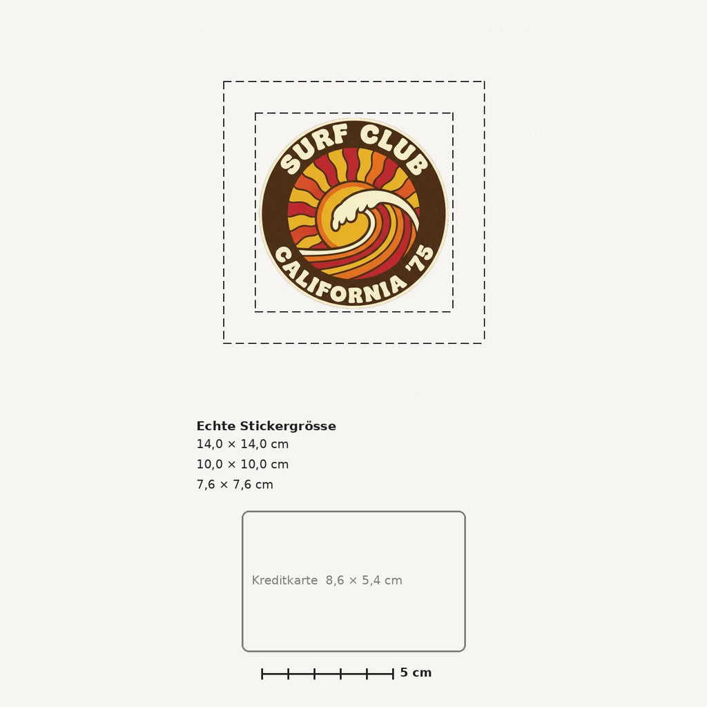 Grössenvergleich – Sticker «Surf» · 1 Stück