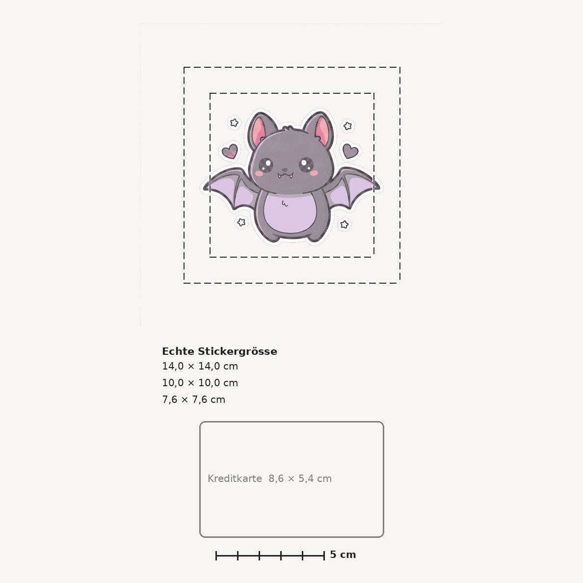 Grössenvergleich – Sticker «Bat» · 1 Stück