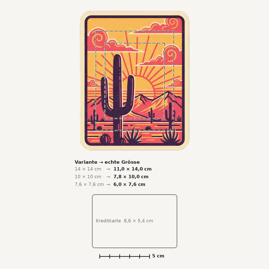 Grössenvergleich – Sticker «Cactus Sunset» · 1 Stück