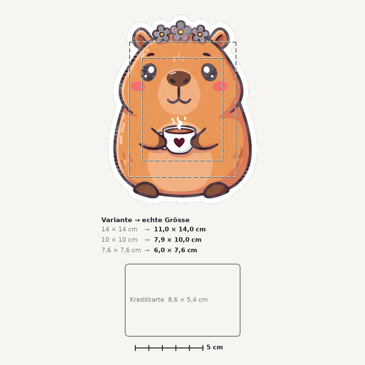 Grössenvergleich – Sticker «Capybara» · 1 Stück
