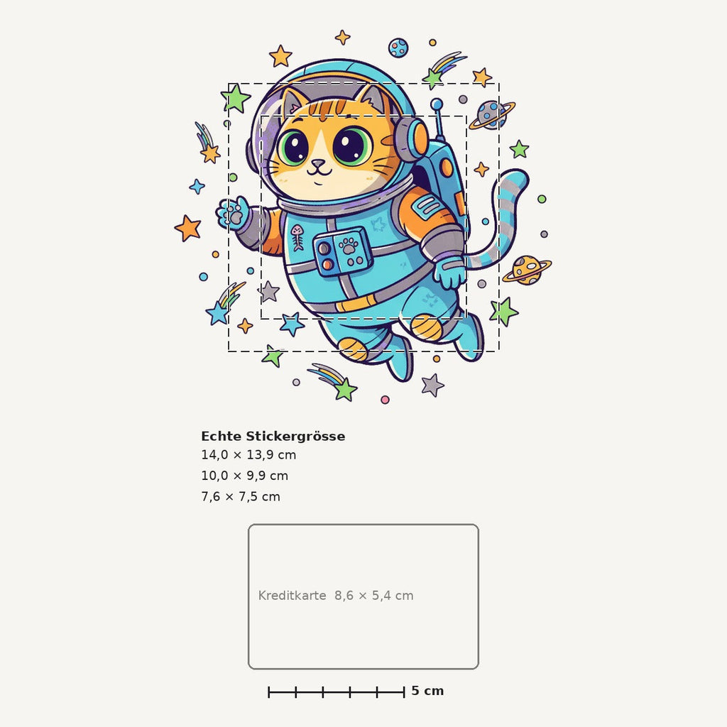 Grössenvergleich – Sticker «Cat Astronaut» · 1 Stück
