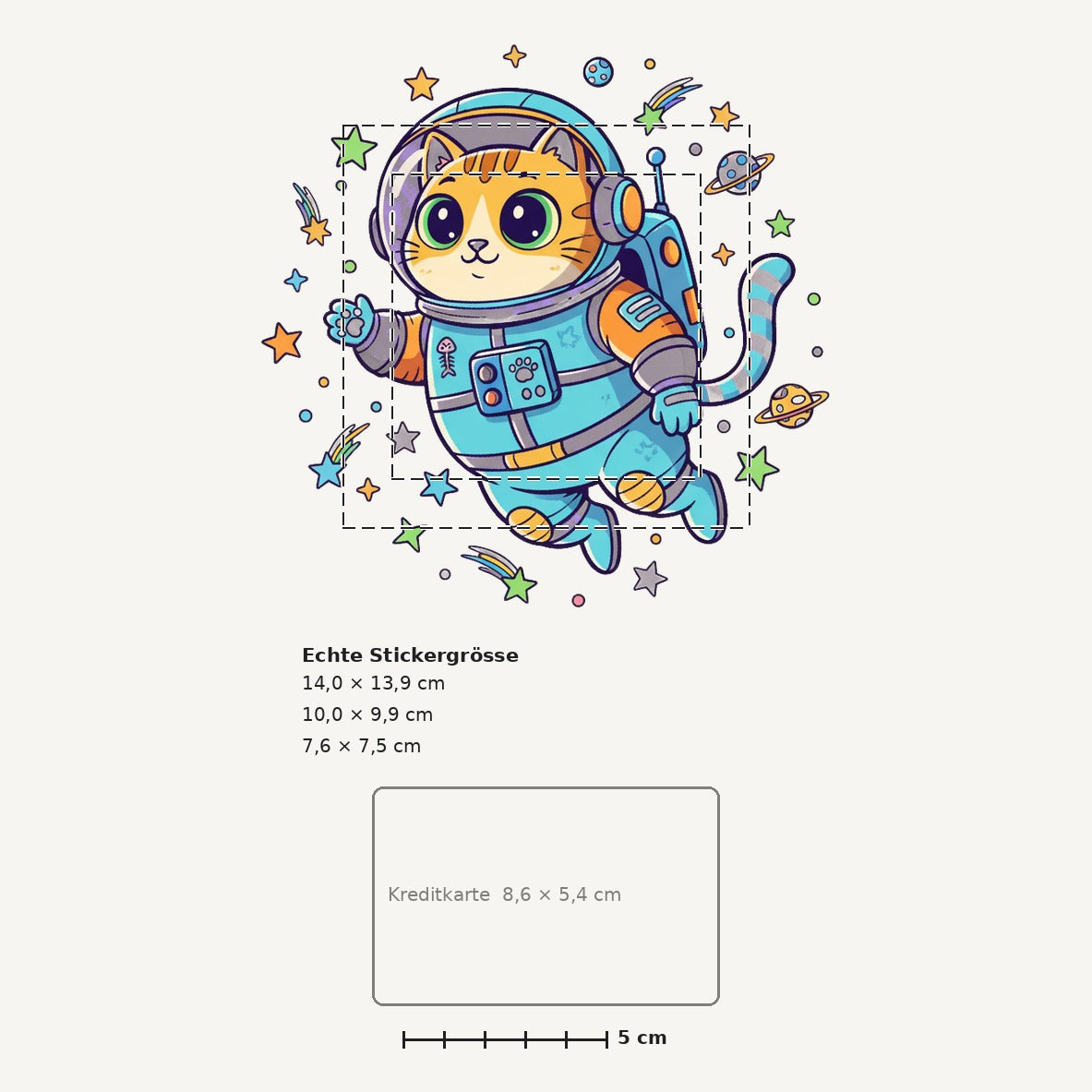 Grössenvergleich – Sticker «Cat Astronaut» · 1 Stück