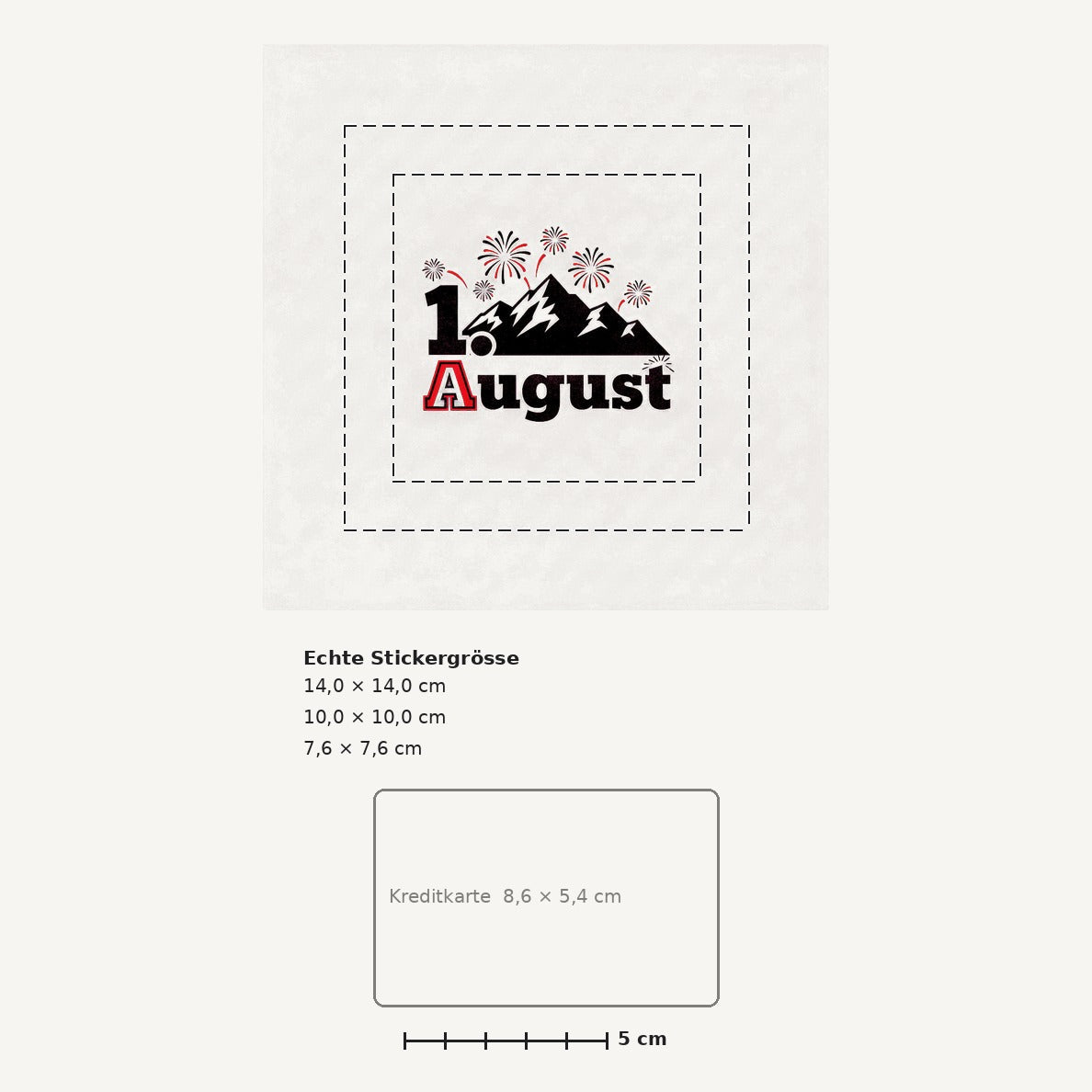 Grössenvergleich – Sticker «Ch 1 August» · 1 Stück