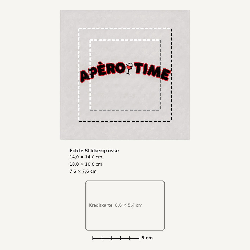 Grössenvergleich – Sticker «Ch Apero Time» · 1 Stück