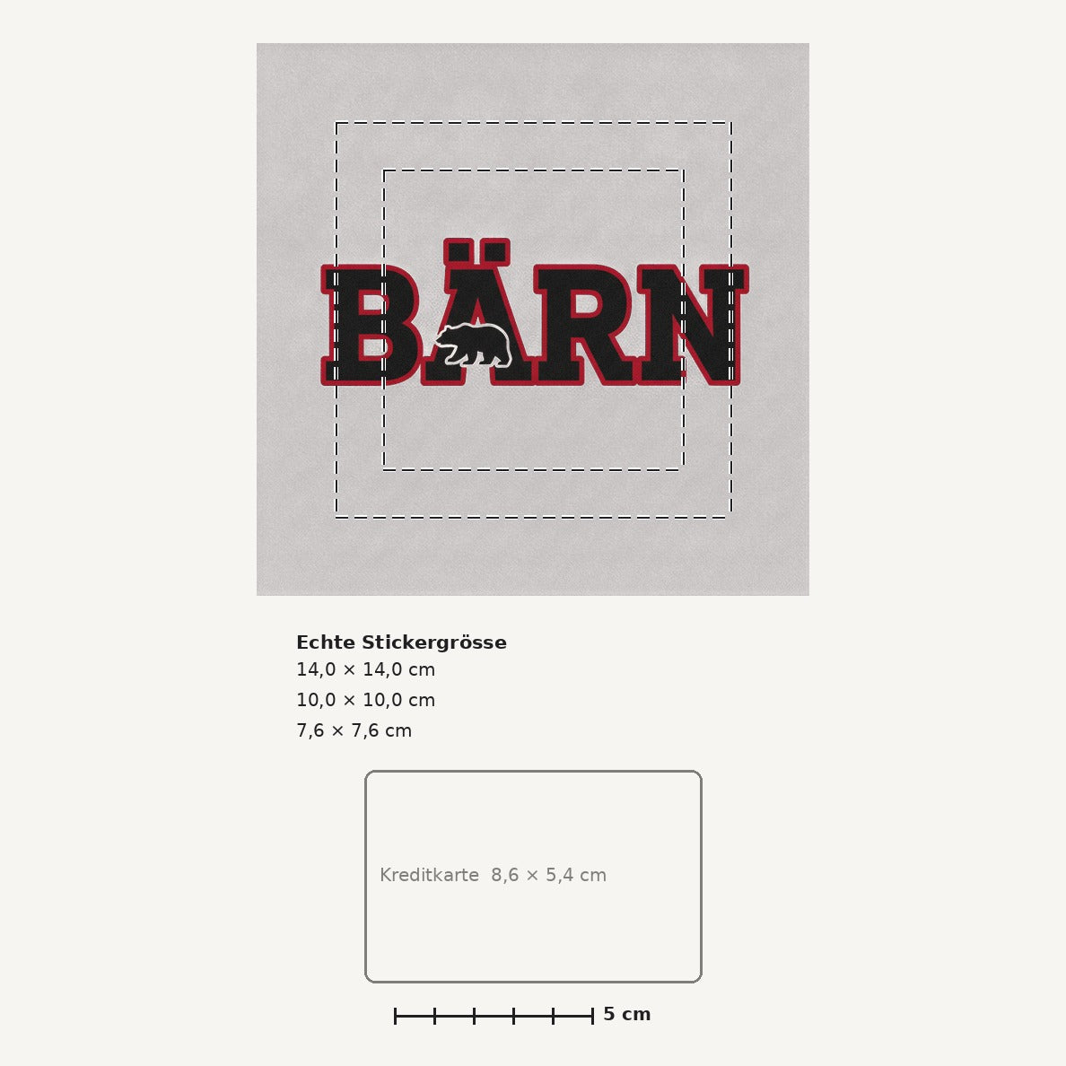 Grössenvergleich – Sticker «Ch Baern» · 1 Stück