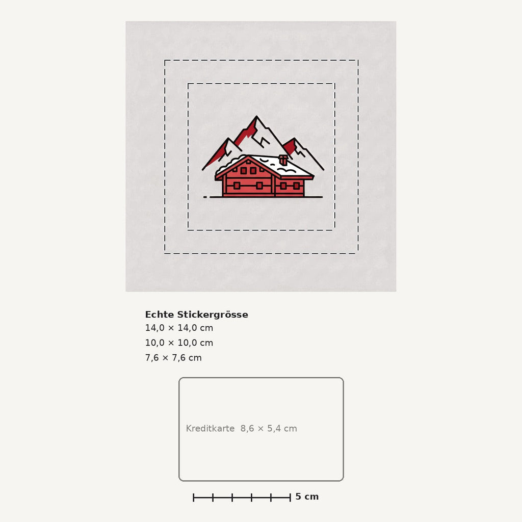 Grössenvergleich – Sticker «Ch Chalet» · 1 Stück