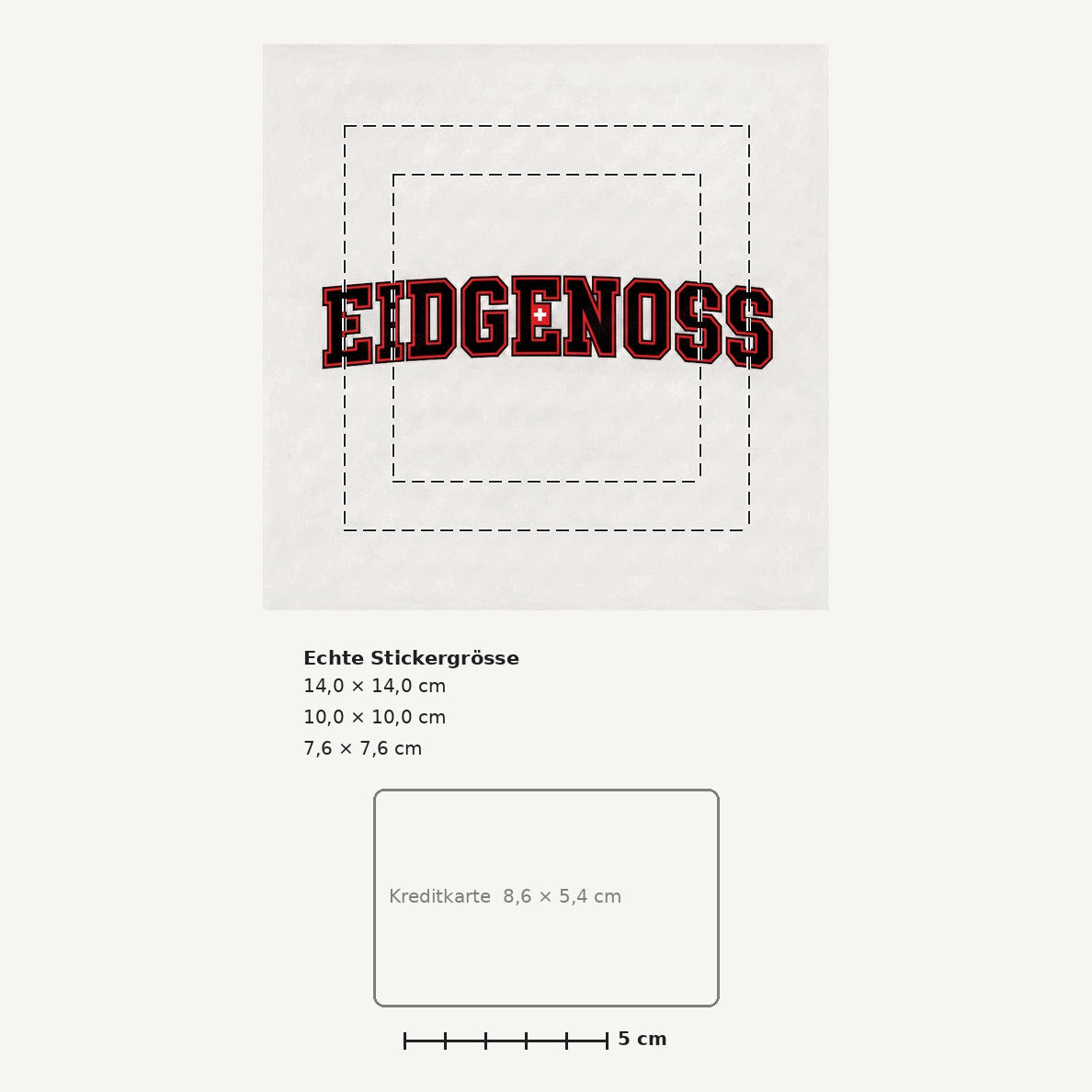 Grössenvergleich – Sticker «Ch Eidgenoss» · 1 Stück