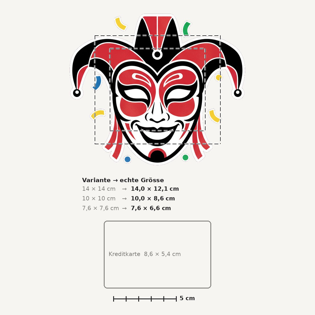 Grössenvergleich – Sticker «Ch Fasnacht Mask» · 1 Stück