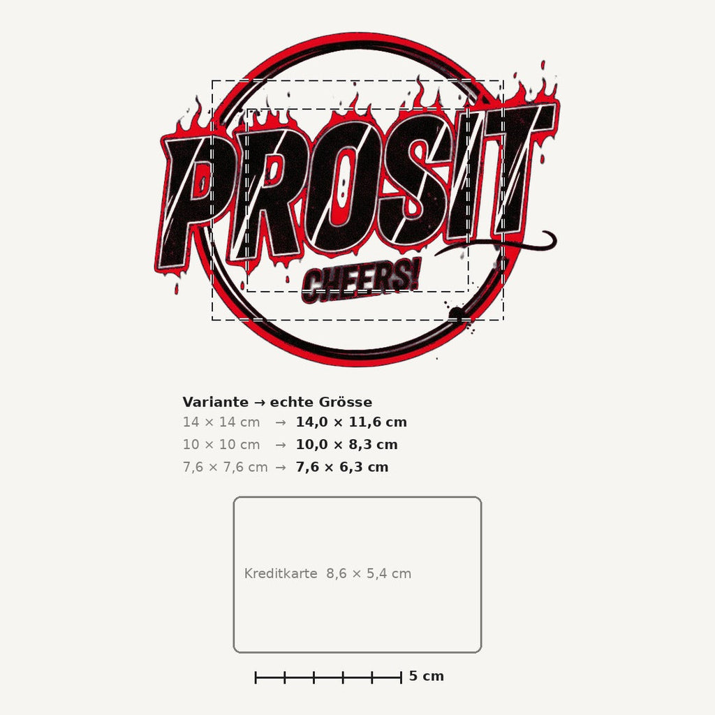 Grössenvergleich – Sticker «Ch Prosit» · 1 Stück