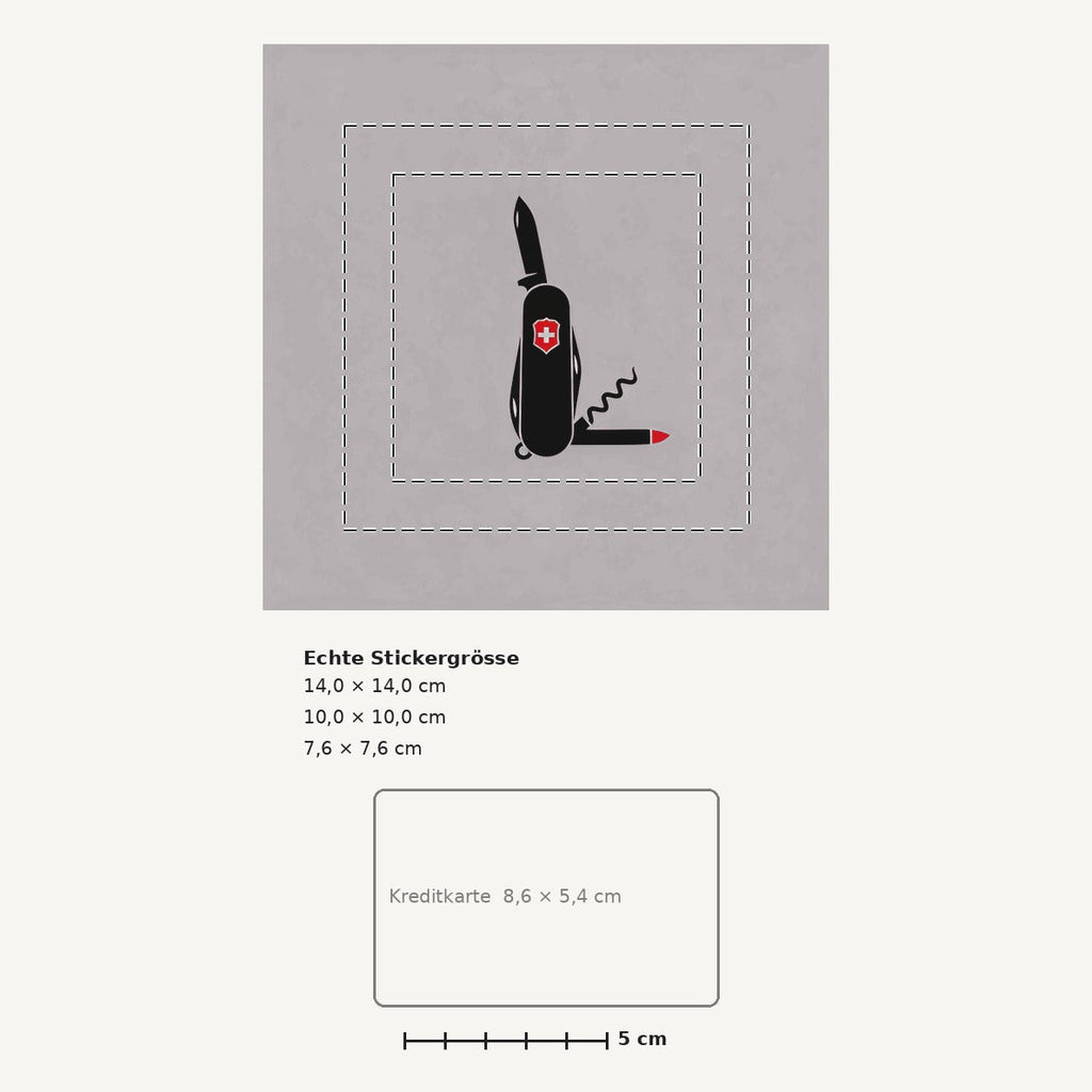 Grössenvergleich – Sticker «Ch Swiss Army Knife» · 1 Stück