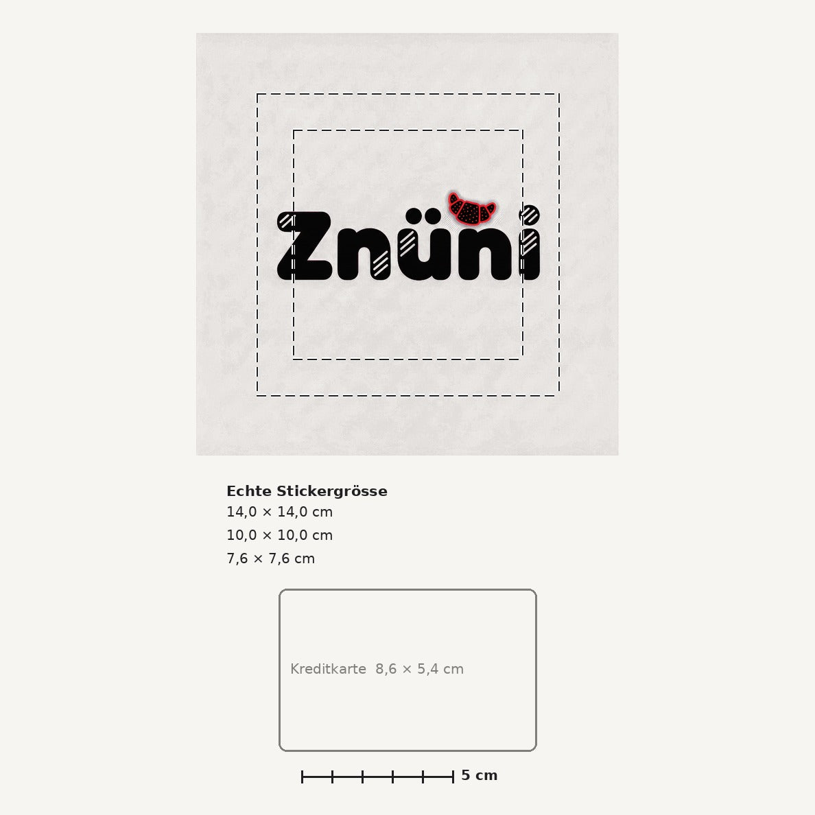 Grössenvergleich – Sticker «Ch Znueni» · 1 Stück