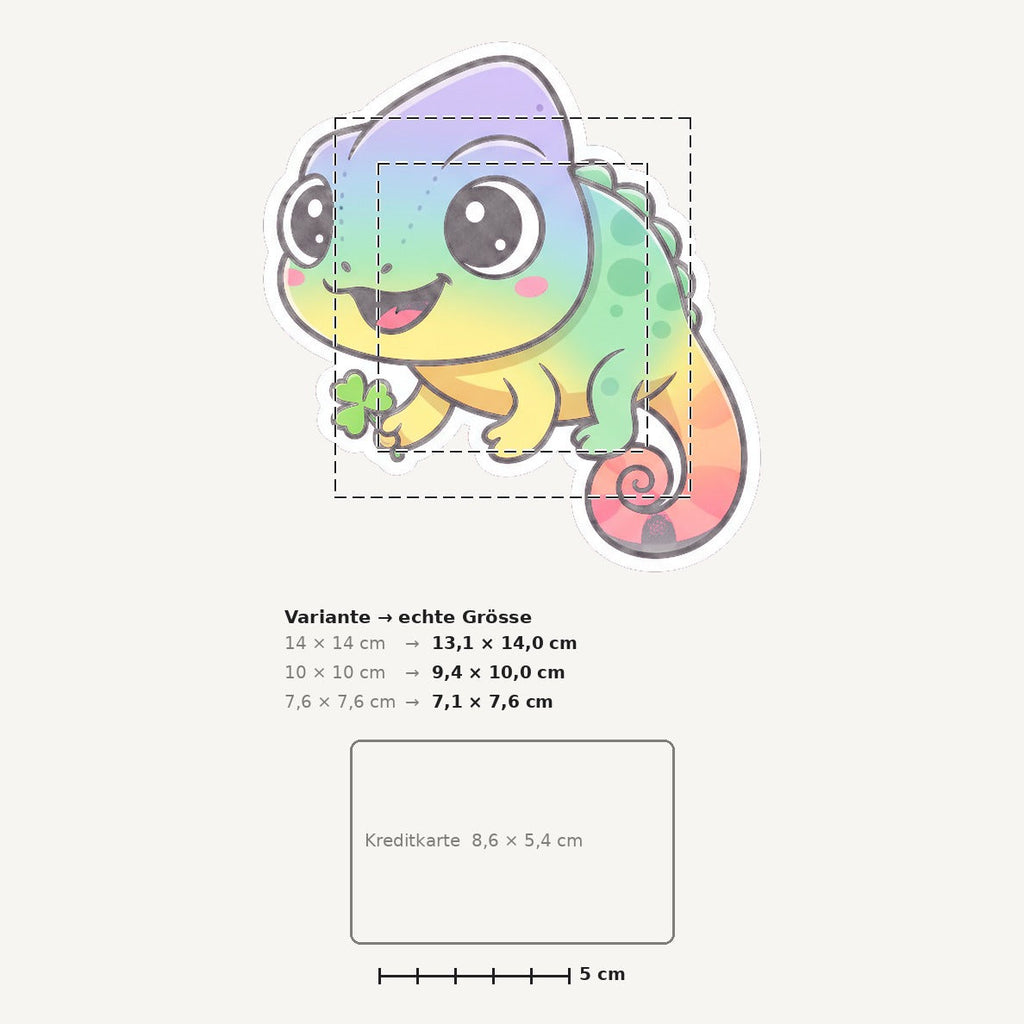 Grössenvergleich – Sticker «Chameleon» · 1 Stück