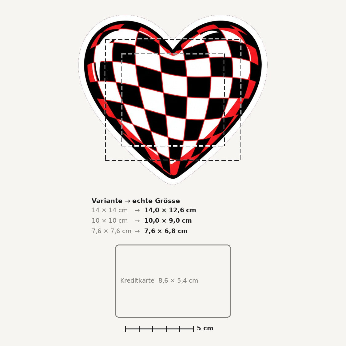 Grössenvergleich – Sticker «Checker Heart» · 1 Stück