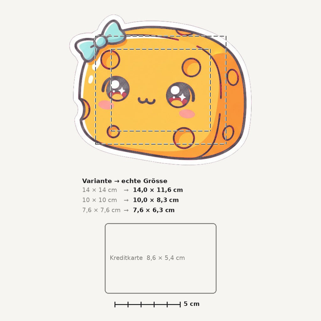 Grössenvergleich – Sticker «Cheese» · 1 Stück