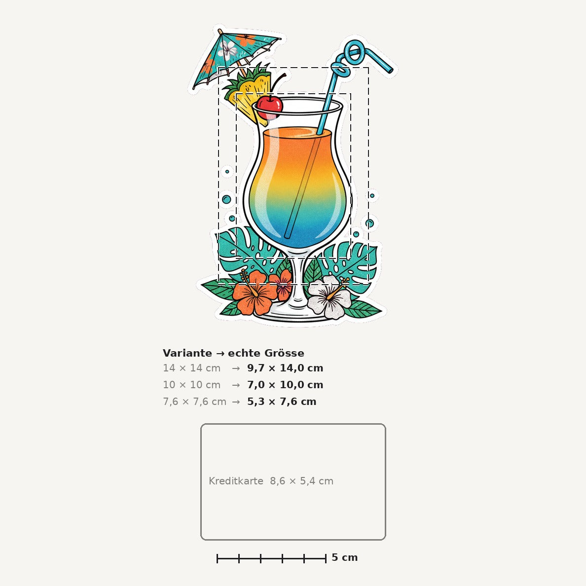 Grössenvergleich – Sticker «Cocktail» · 1 Stück