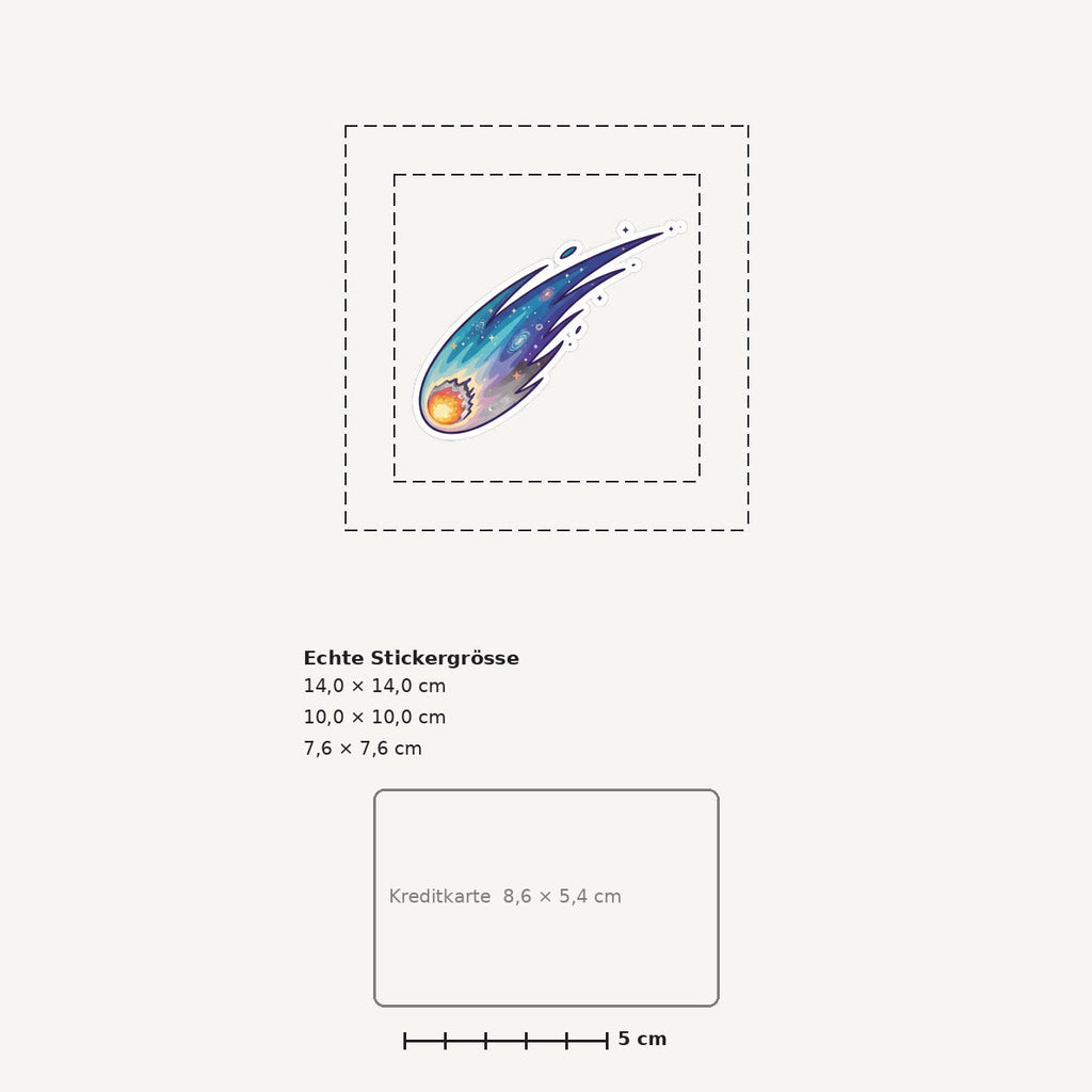 Grössenvergleich – Sticker «Comet» · 1 Stück