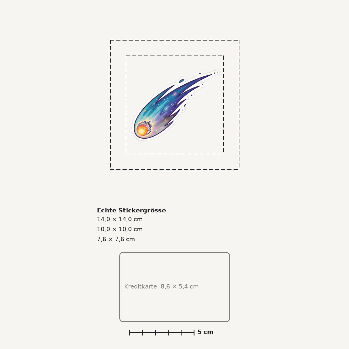 Grössenvergleich – Sticker «Comet» · 1 Stück