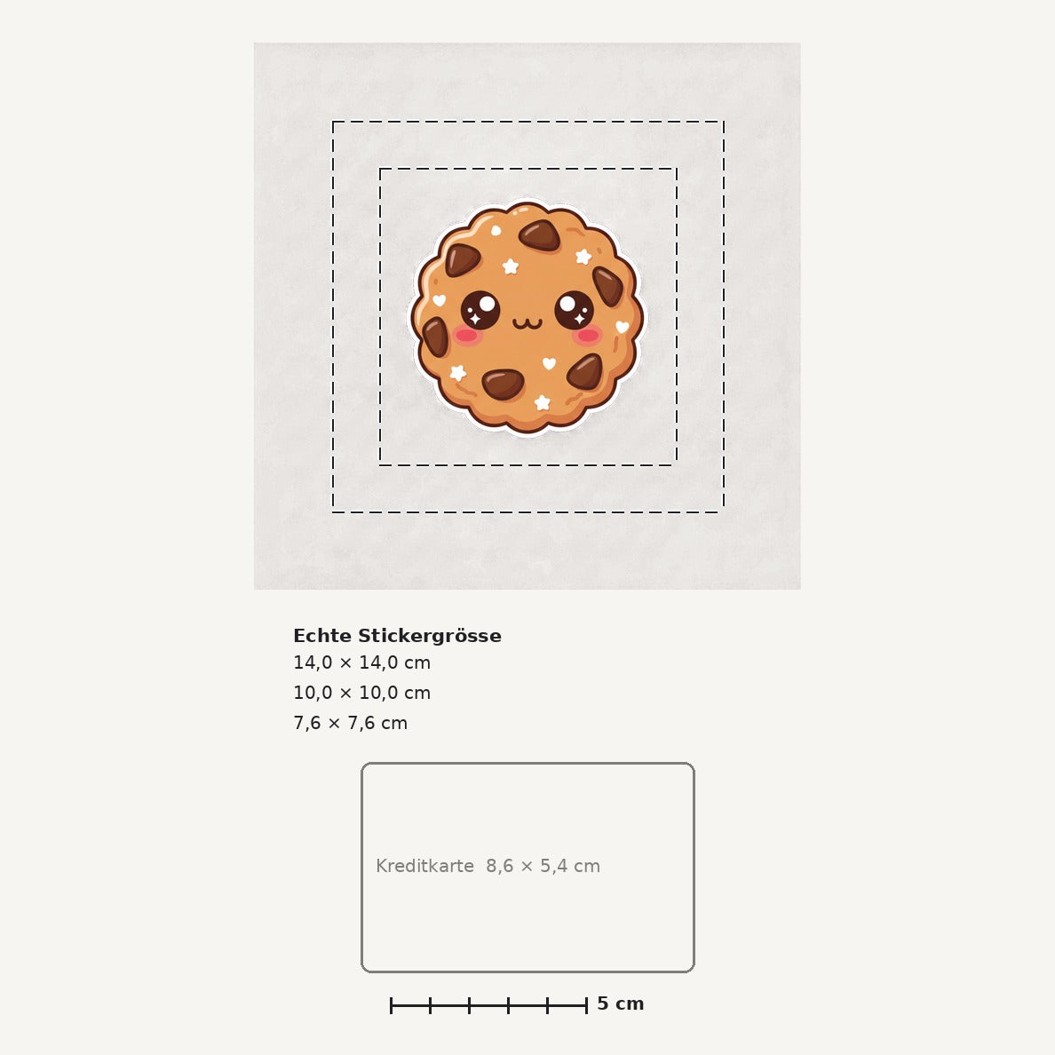 Grössenvergleich – Sticker «Cookie» · 1 Stück