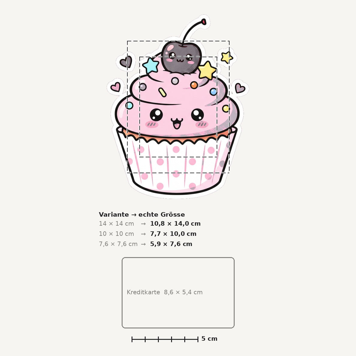 Grössenvergleich – Sticker «Cupcake2» · 1 Stück