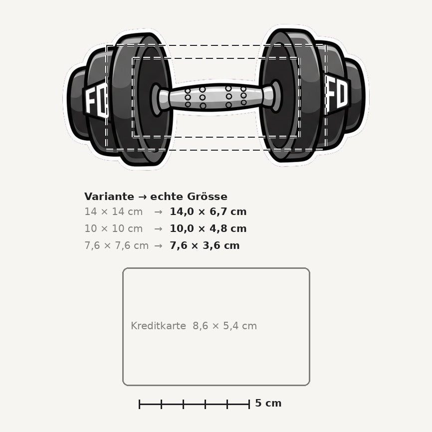 Grössenvergleich – Sticker «Dumbbell» · 1 Stück