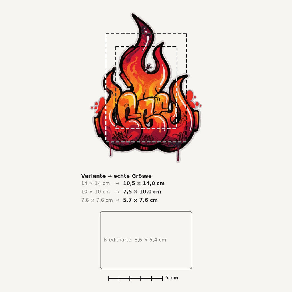 Grössenvergleich – Sticker «Flame» · 1 Stück