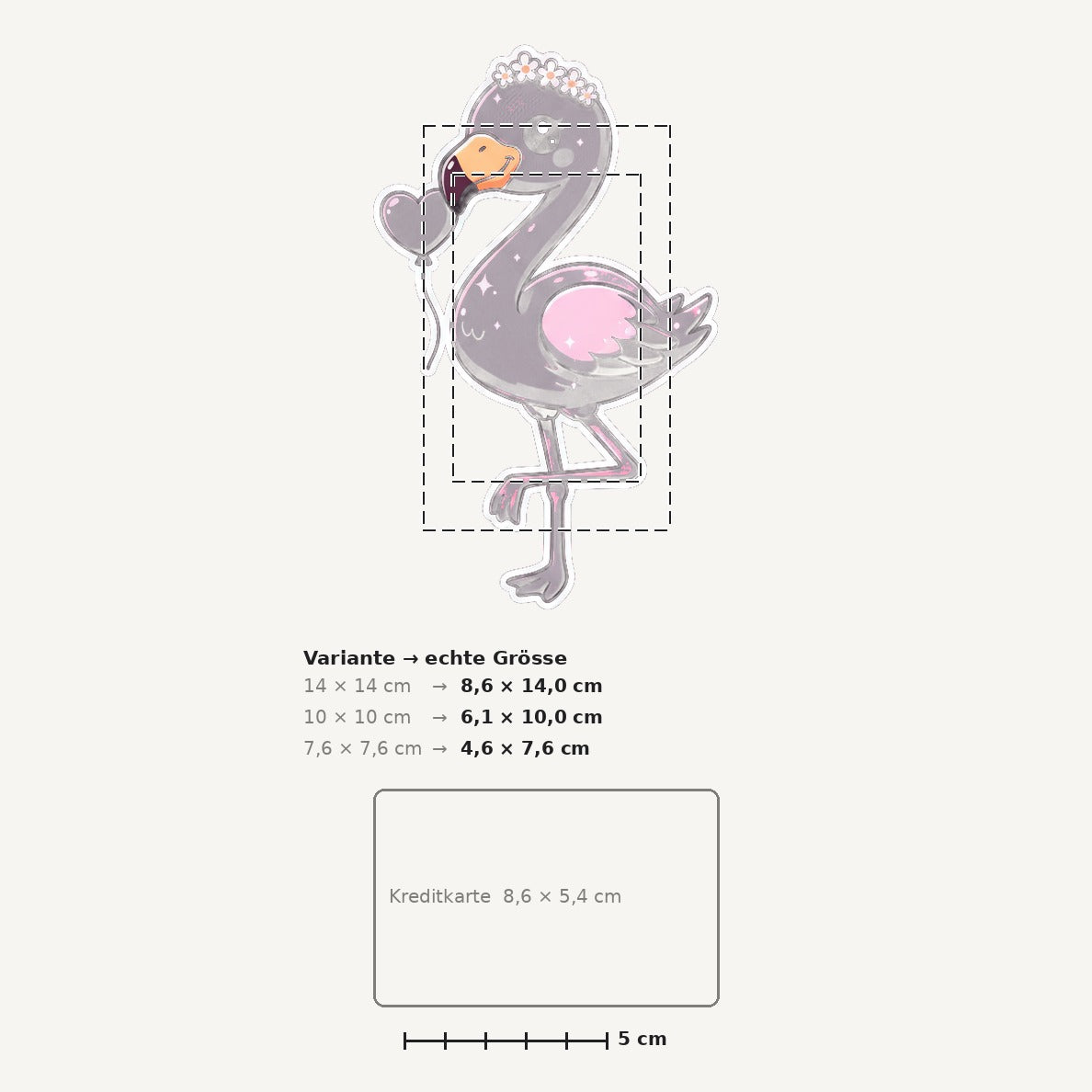 Grössenvergleich – Sticker «Flamingo» · 1 Stück