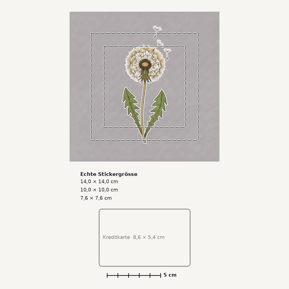 Grössenvergleich – Sticker «Flower Dandelion» · 1 Stück