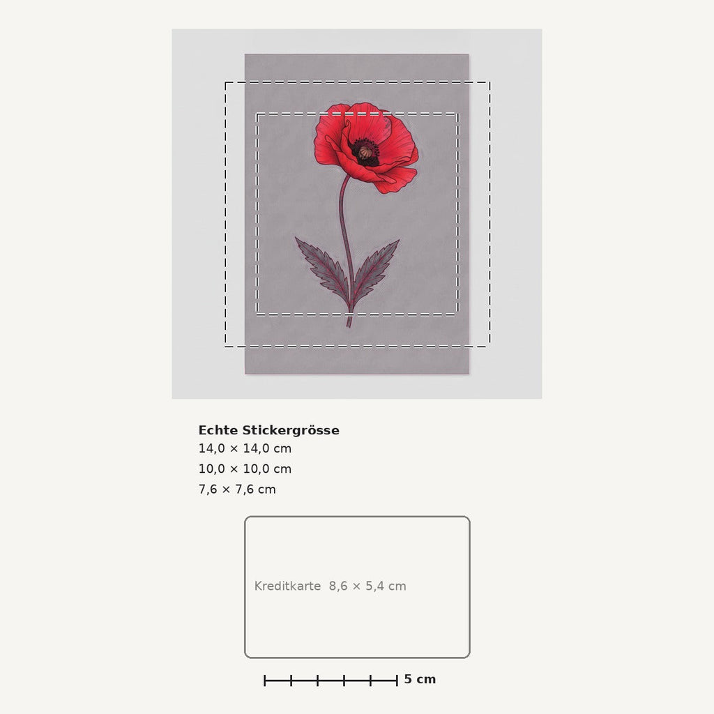 Grössenvergleich – Sticker «Flower Poppy» · 1 Stück