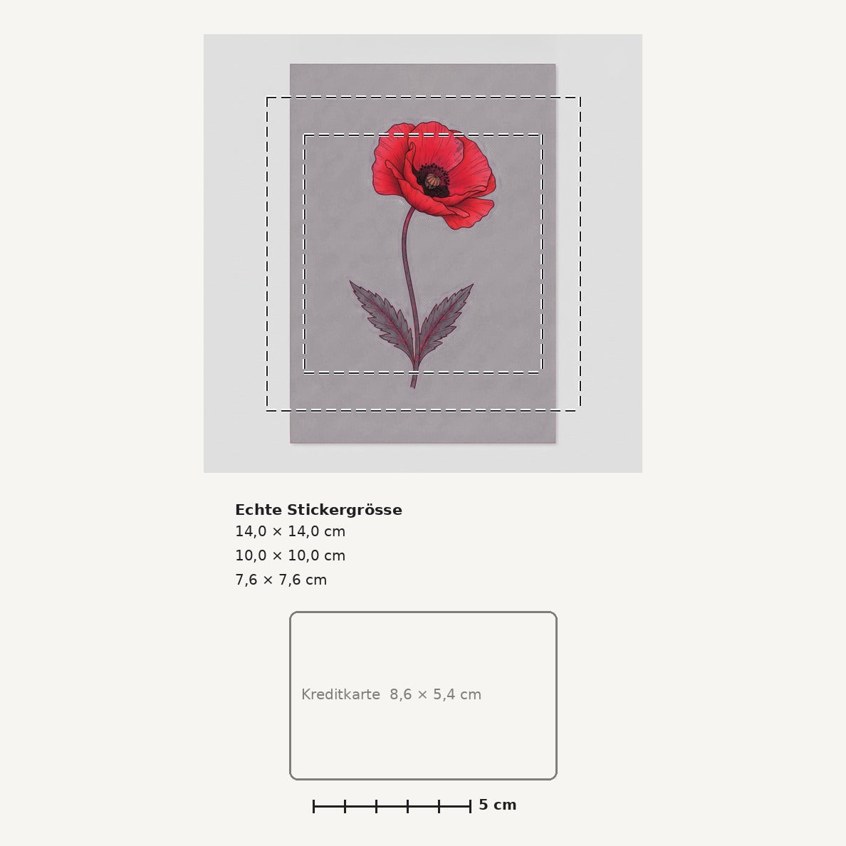 Grössenvergleich – Sticker «Flower Poppy» · 1 Stück