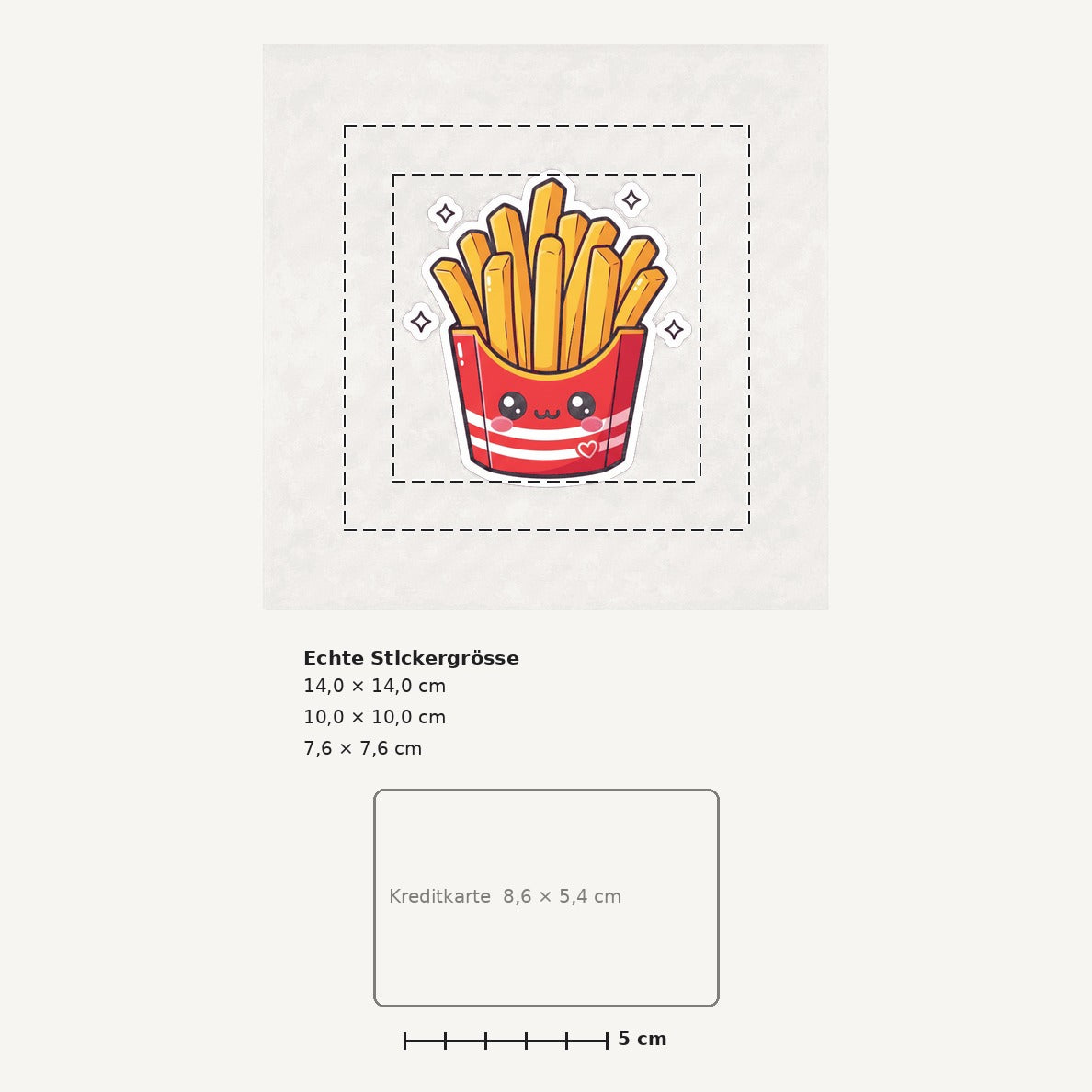 Grössenvergleich – Sticker «Fries» · 1 Stück