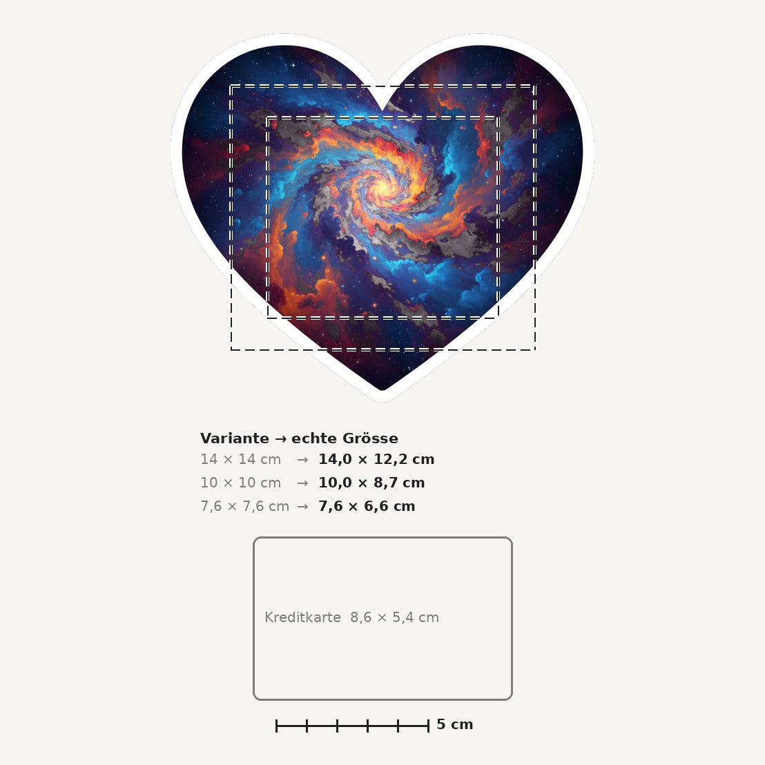 Grössenvergleich – Sticker «Galaxy Heart» · 1 Stück