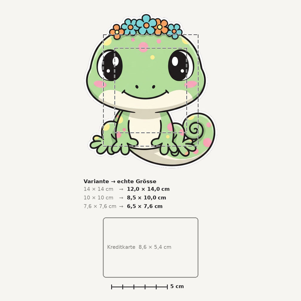 Grössenvergleich – Sticker «Gecko» · 1 Stück