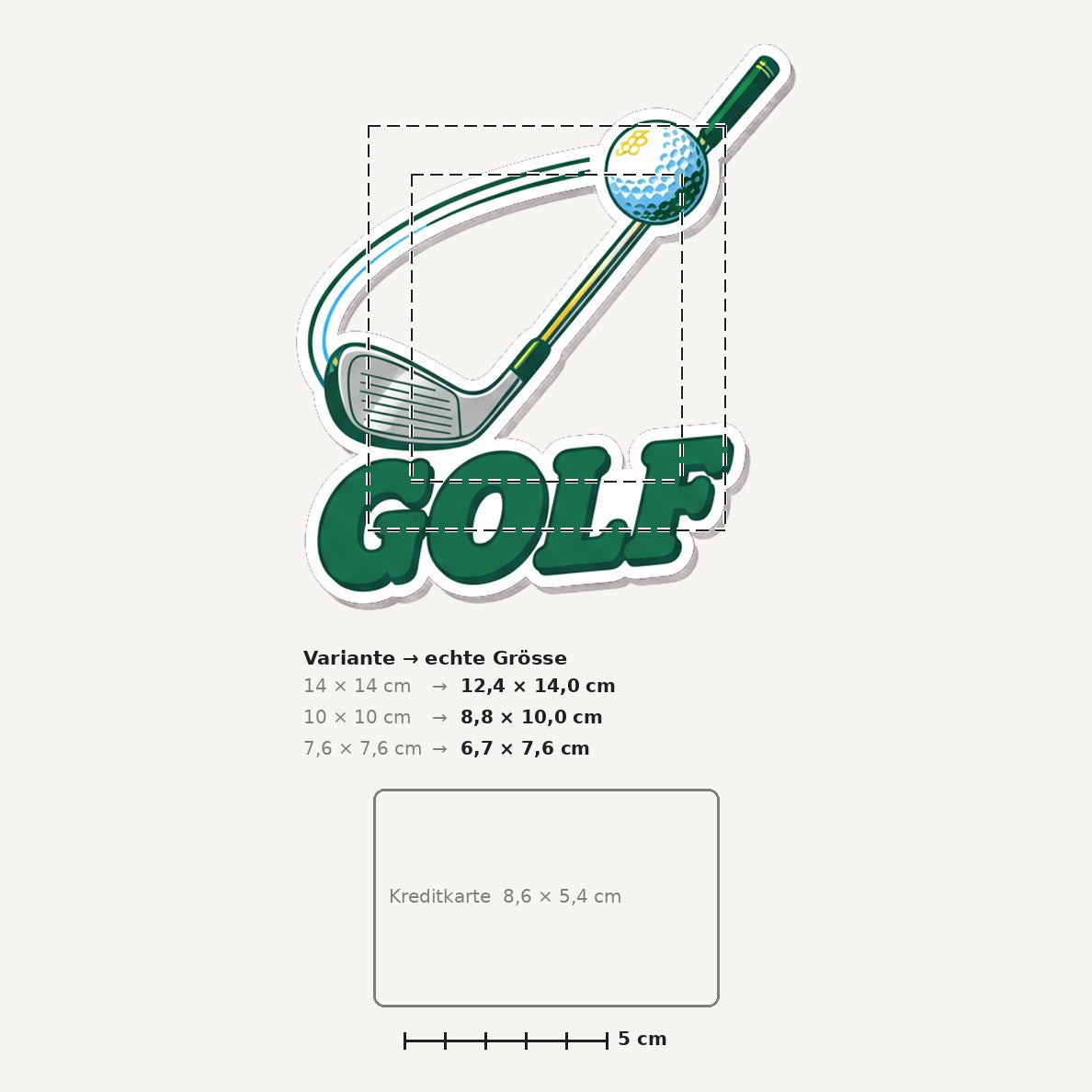 Grössenvergleich – Sticker «Golf» · 1 Stück