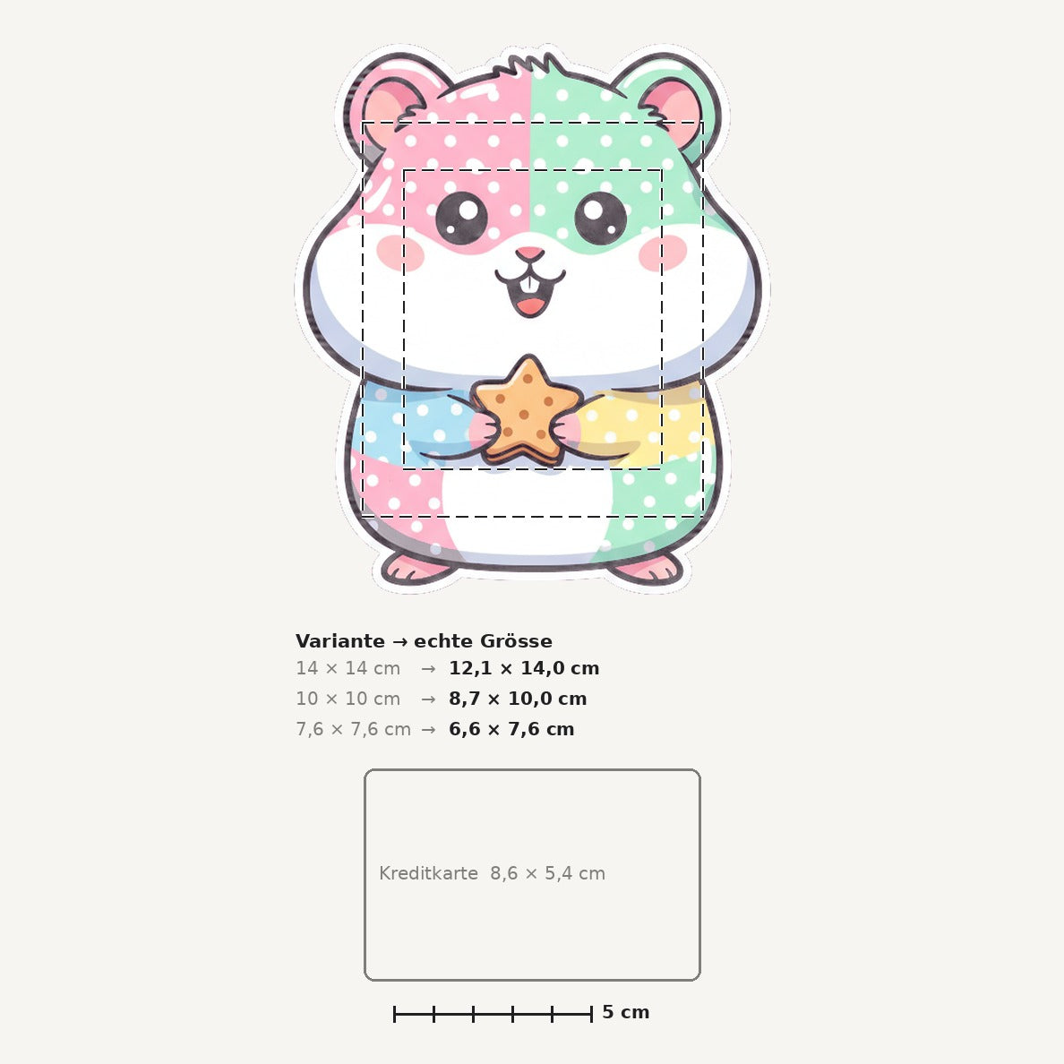 Grössenvergleich – Sticker «Hamster» · 1 Stück
