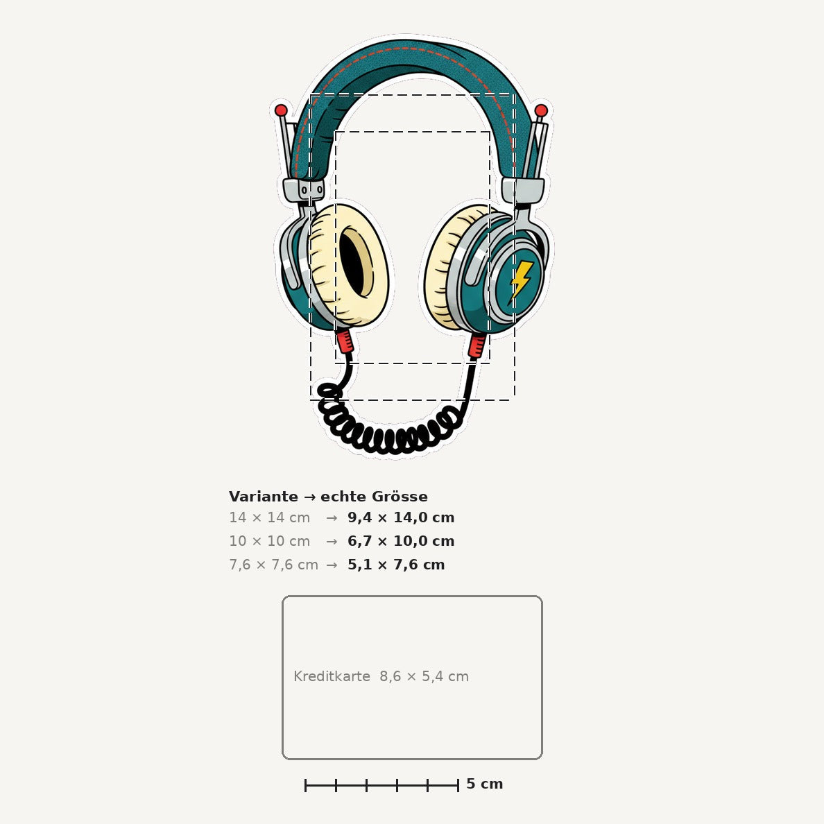 Grössenvergleich – Sticker «Headphones» · 1 Stück