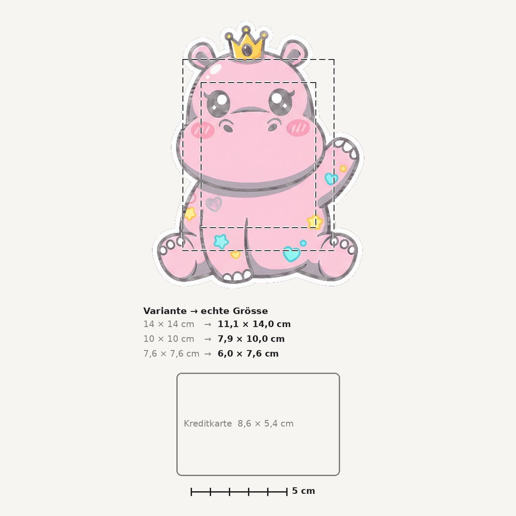 Grössenvergleich – Sticker «Hippo» · 1 Stück