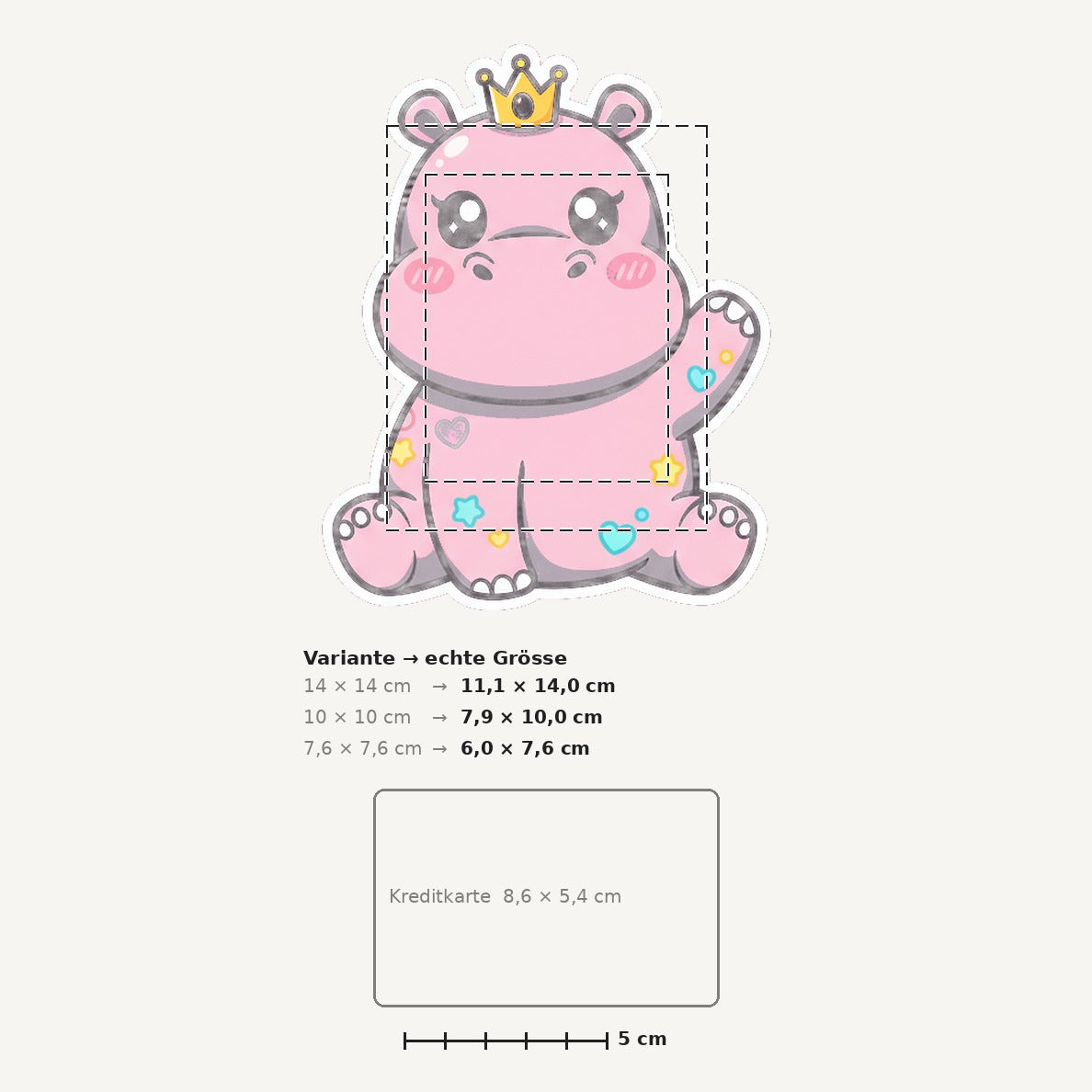 Grössenvergleich – Sticker «Hippo» · 1 Stück