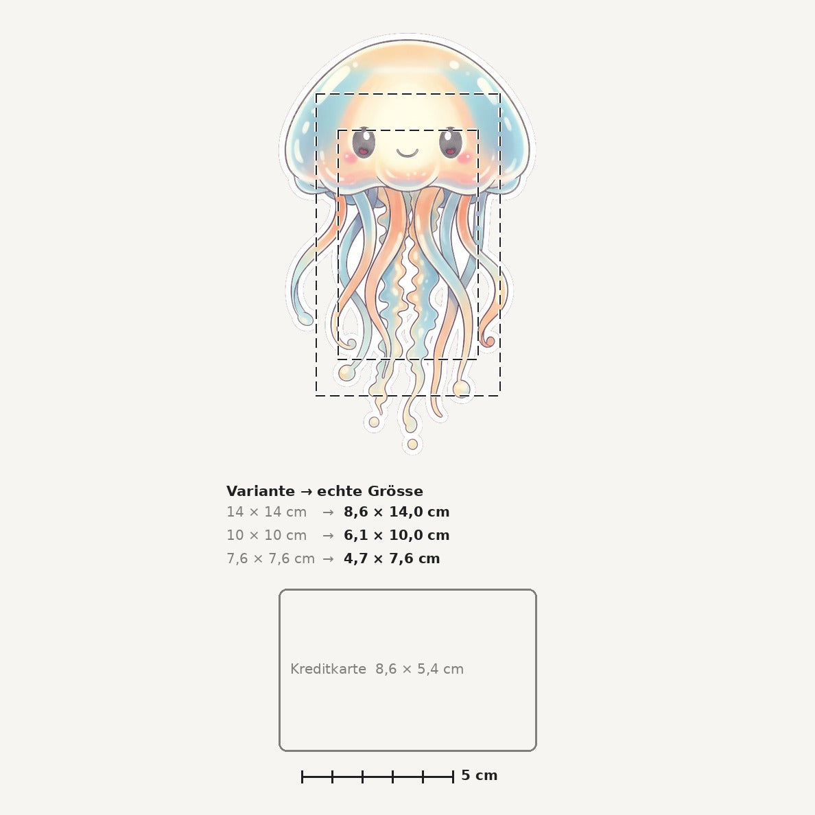 Grössenvergleich – Sticker «Jellyfish» · 1 Stück