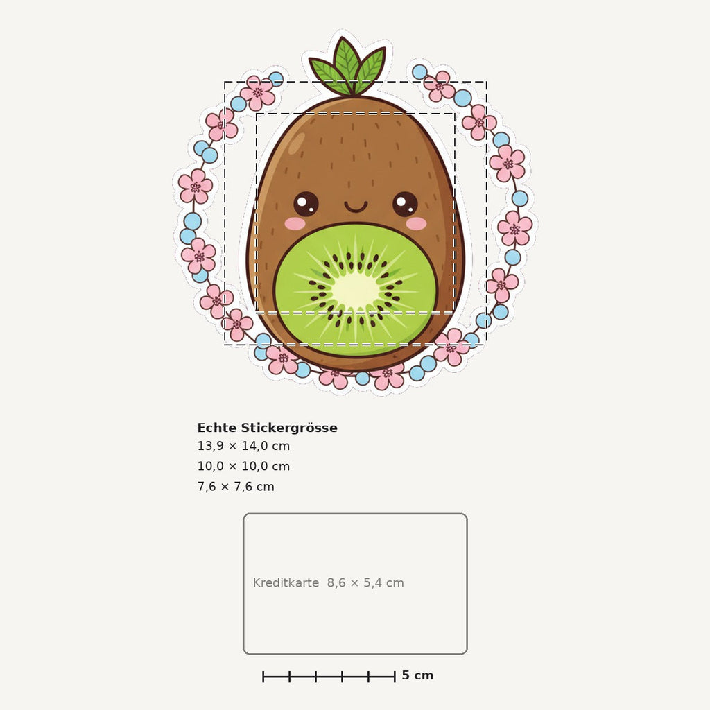 Grössenvergleich – Sticker «Kiwi» · 1 Stück