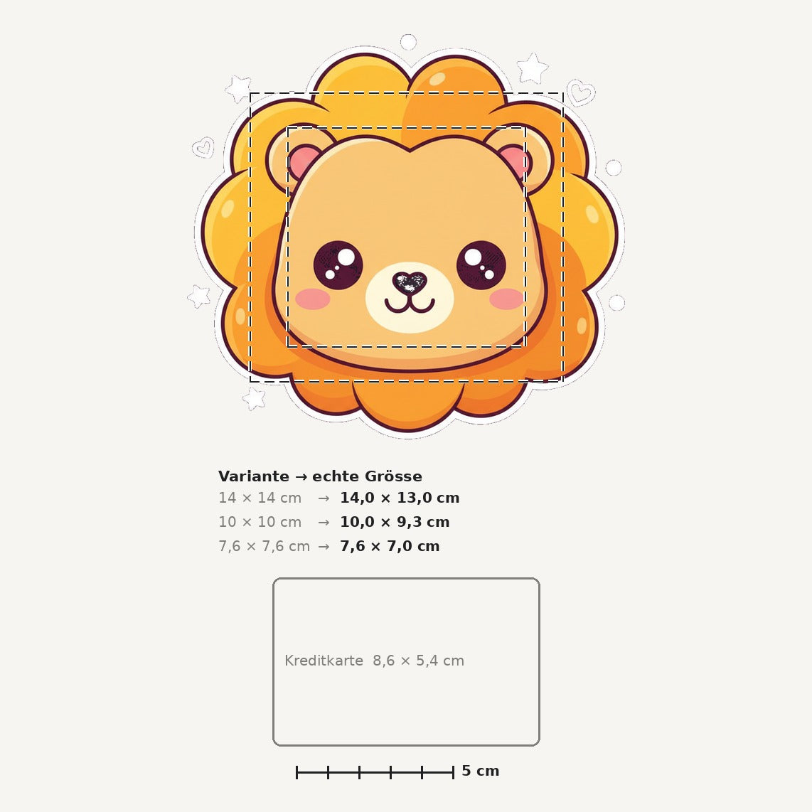 Grössenvergleich – Sticker «Lion» · 1 Stück