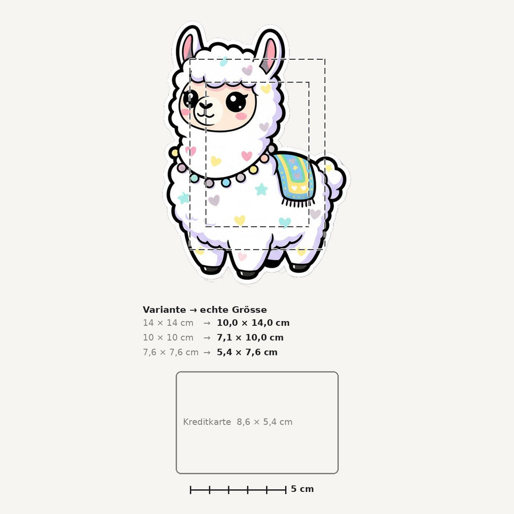 Grössenvergleich – Sticker «Llama» · 1 Stück
