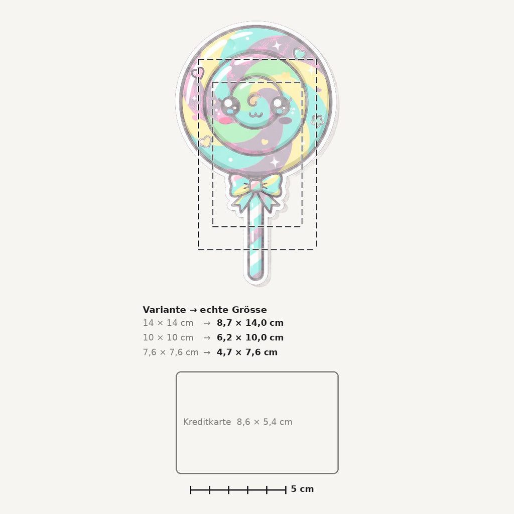 Grössenvergleich – Sticker «Lollipop» · 1 Stück