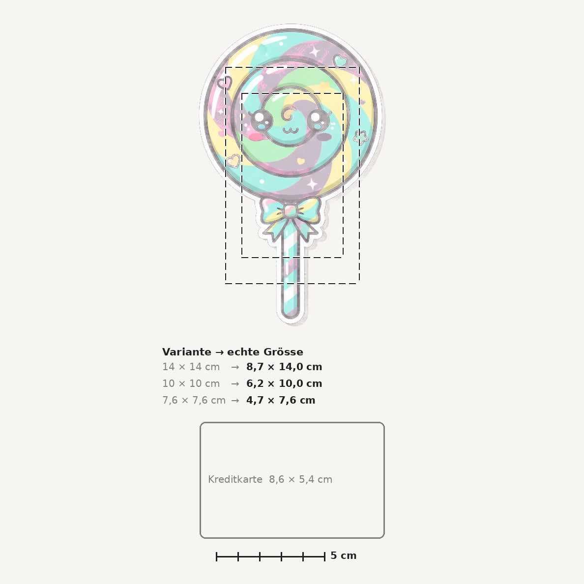 Grössenvergleich – Sticker «Lollipop» · 1 Stück